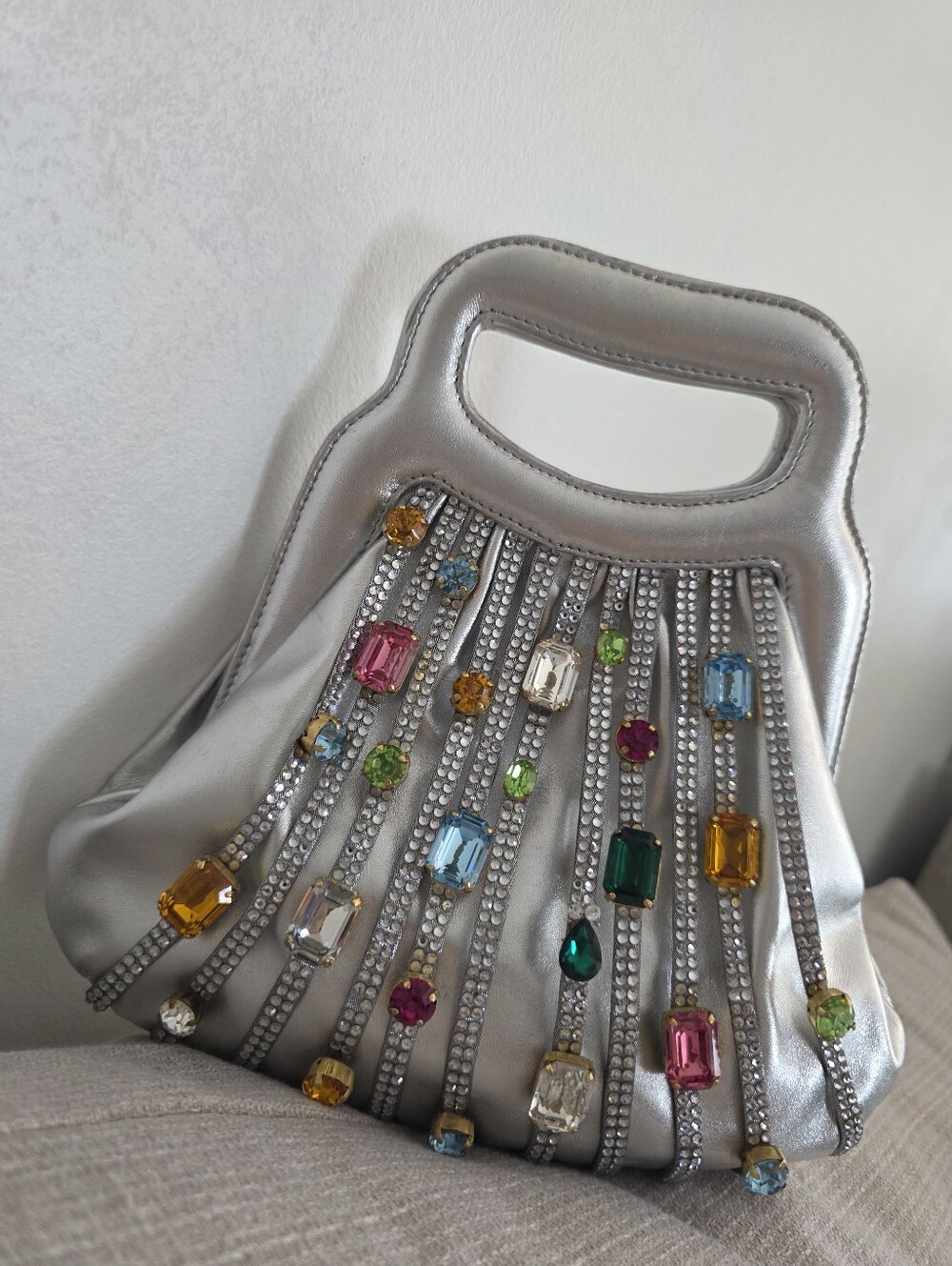 René Caovilla Silver Crystal Fringe Jeweled Evening Bag - Picture 11 of 14